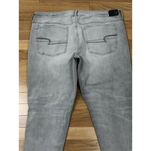 New American Eagle Gray Jegging Ankle Denim Jean Sz 20 Casual Gray Released Hem - Picture 8 of 9